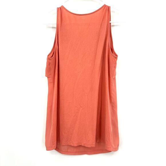 Loft Outlet Size Small Tank Coral Pink Ruffled Sleeveless Blouse Workwear Casual - Picture 2 of 4